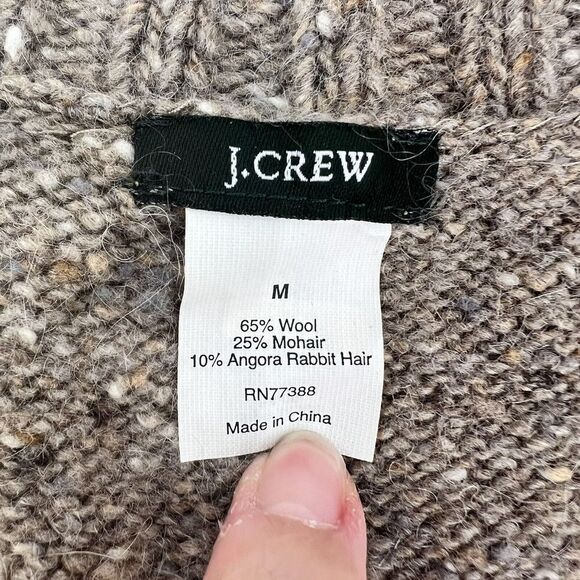 J.CREW Mohair/Angora Blend V-Neck Sweater Taupe Heather Donegal Size M - Picture 3 of 3